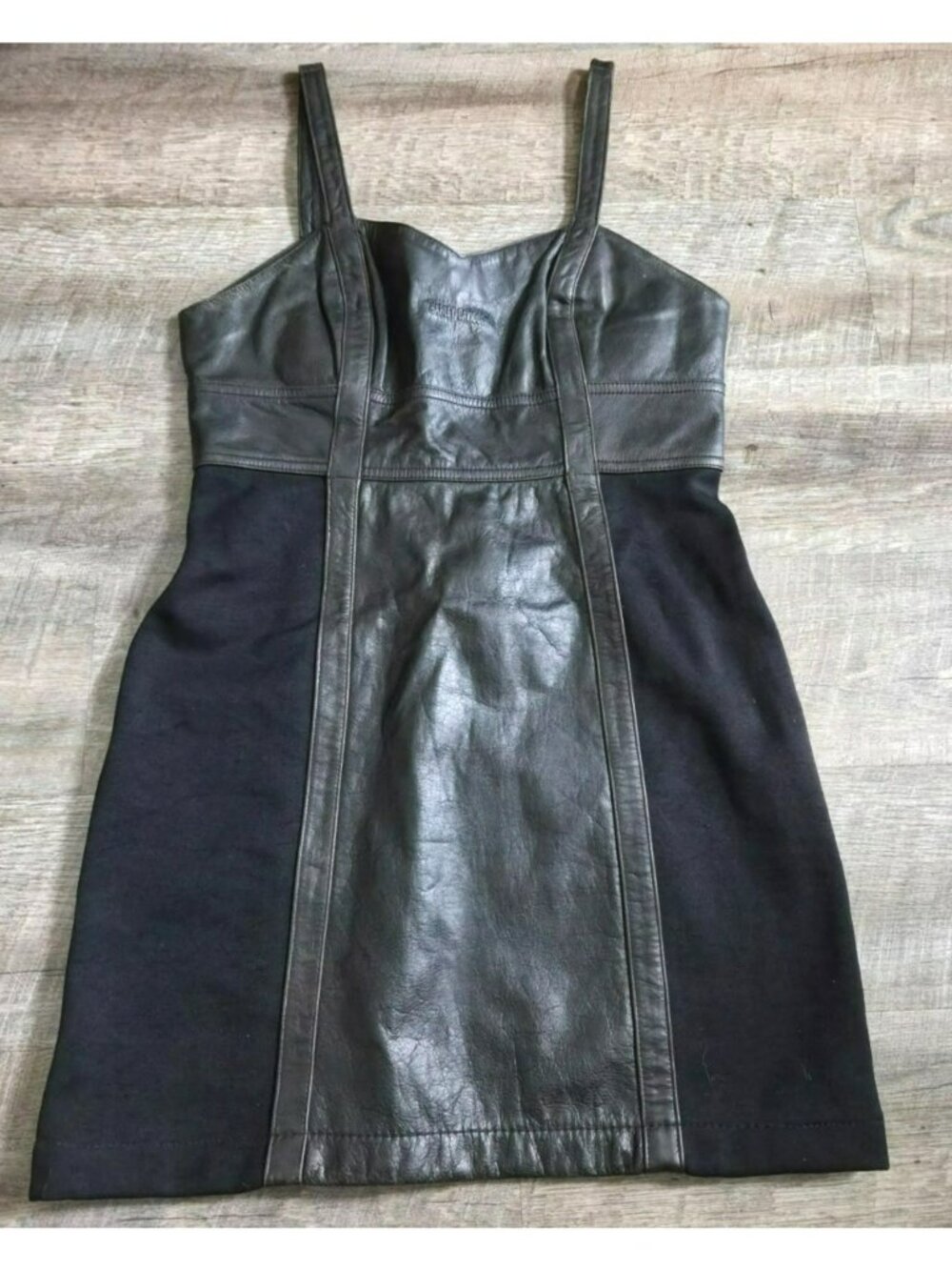 Harley Davidson Women's Sz 8 Black Genuine Leather and Spandex Dress Vintage